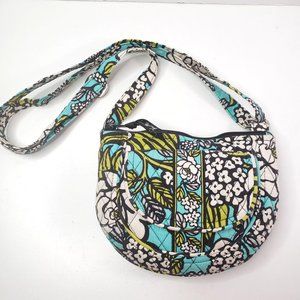 Vera Bradley Floral Print Crossbody Purse Small Semi Circle Cotton Fabric Bag